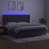 Боксспринг легло с матрак и LED, тъмносиво, 200x200 см, кадифе