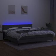 Боксспринг легло с матрак и LED, тъмносива, 200x200 см, плат