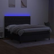 Боксспринг легло с матрак и LED, черно, 180x200 см, плат