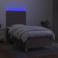Боксспринг легло с матрак и LED, таупе, 90x190 см, плат