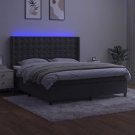 Боксспринг легло с матрак и LED, тъмносиво, 180x200 см, кадифе