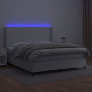 Боксспринг легло с матрак и LED бяло 180x200 см изкуствена кожа