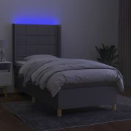 Боксспринг легло с матрак и LED, светлосиво, 80x200 см, плат