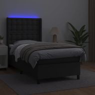 Боксспринг легло с матрак и LED черно 90x190 см изкуствена кожа