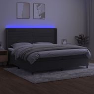 Боксспринг легло с матрак и LED, тъмносиво, 200x200 см, кадифе