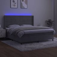 Боксспринг легло с матрак и LED, светлосиво, 160x200 см, кадифе