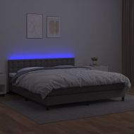 Боксспринг легло с матрак и LED сиво 160x200 см изкуствена кожа