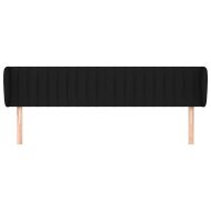 Горна табла за легло с уши, черна, 163x23x78/88 см, плат