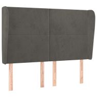 Горна табла за легло с уши, тъмносива,147x 23x118/128 см кадифе