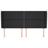 Горна табла за легло с уши, черна, 183x23x118/128 см, кадифе