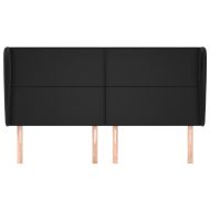 Горна табла за легло с уши, черна, 183x23x118/128 см, кадифе