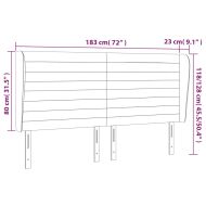 Горна табла за легло с уши, тъмносива, 183x23x118/128 см кадифе