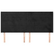 Горна табла за легло с уши, черна, 163x16x118/128 см, кадифе