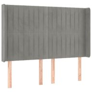 Горна табла за легло с уши, светлосива,147x16x118/128см, кадифе