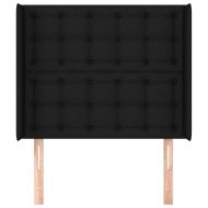 Горна табла за легло с уши, черна, 103x16x118/128 см, плат