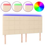 LED горна табла за легло, кремава, 180x5x118/128 см, плат