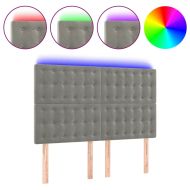 LED горна табла за легло, светлосива, 144x5x118/128 см, кадифе