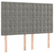 LED горна табла за легло, светлосива, 144x5x118/128 см, кадифе