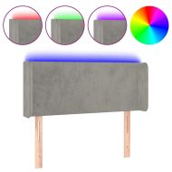 LED горна табла за легло, светлосива,93x16x78/88 см, кадифе