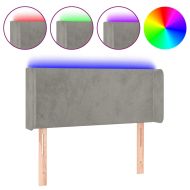 LED горна табла за легло, светлосива,83x16x78/88 см, кадифе