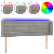 LED горна табла за легло, светлосива, 147x16x78/88 см, кадифе