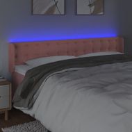 LED горна табла за легло, розова, 203x16x78/88 см, кадифе