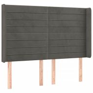 LED горна табла за легло, тъмносива, 147x16x118/128 см, кадифе