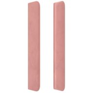 LED горна табла за легло, розова, 147x16x118/128 см, кадифе