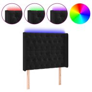 LED горна табла за легло, черна, 93x16x118/128 см, кадифе