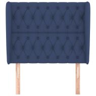 Горна табла за легло с уши, синя, 93x23x118/128 см, плат