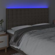 LED горна табла за легло, таупе, 180x5x118/128 см, плат