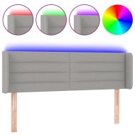 LED горна табла за легло, светлосива, 147x16x78/88 см, плат