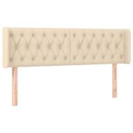 LED горна табла за легло, кремава, 147x16x78/88 см, плат