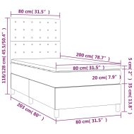 Боксспринг легло с матрак и LED, синьо, 80x200 см, плат