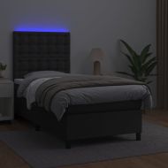Боксспринг легло с матрак и LED черно 80x200 см изкуствена кожа