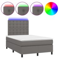 Боксспринг легло с матрак и LED сиво 120x200 см изкуствена кожа