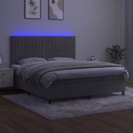 Боксспринг легло с матрак и LED, светлосиво, 160x200 см, кадифе