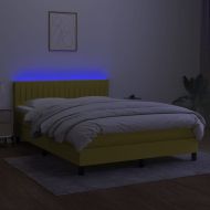 Боксспринг легло с матрак и LED, синьо, 140x190 см, плат