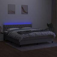 Боксспринг легло с матрак и LED, светлосиво, 180x200 см, плат