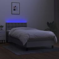 Боксспринг легло с матрак и LED, светлосиво, 90x200 см, плат