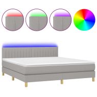 Боксспринг легло с матрак и LED, светлосиво, 180x200 см, плат