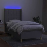 Боксспринг легло с матрак и LED, светлосиво, 90x200 см, плат