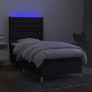 Боксспринг легло с матрак и LED, черна, 90x190 см, плат