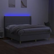 Боксспринг легло с матрак и LED, светлосиво, 180x200 см, плат