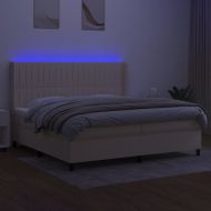 Боксспринг легло с матрак и LED, кремава, 200x200 см, плат