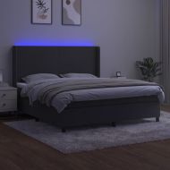 Боксспринг легло с матрак и LED, тъмносиво, 180x200 см, кадифе