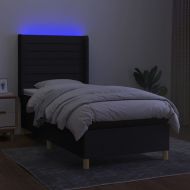 Боксспринг легло с матрак и LED, черна, 90x190 см, плат