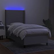 Боксспринг легло с матрак и LED, светлосиво, 100x200 см, плат