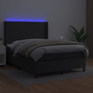 Боксспринг легло с матрак LED черно 140x190 см изкуствена кожа