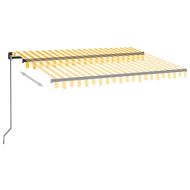 Ръчно прибиращ се сенник с LED, 350x250 см, жълто и бяло
